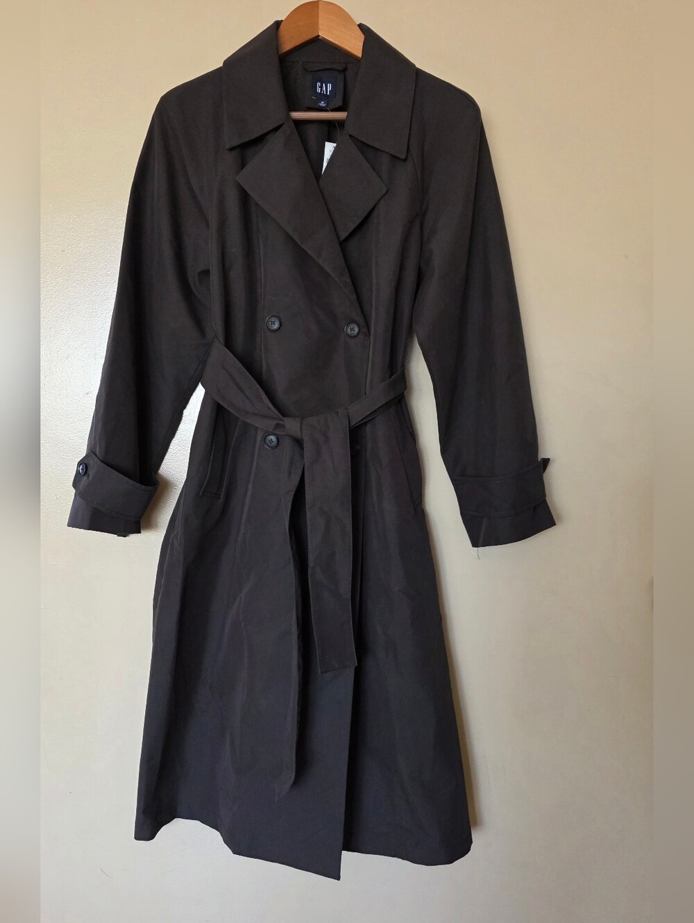 Gap Icon Trench Coat Dark Chocolate Brown Sz M Old Money Minimalist Quiet Luxury
